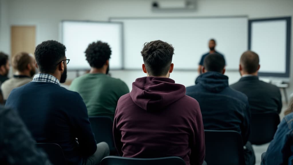 A group listening to a talk at an enterprise day